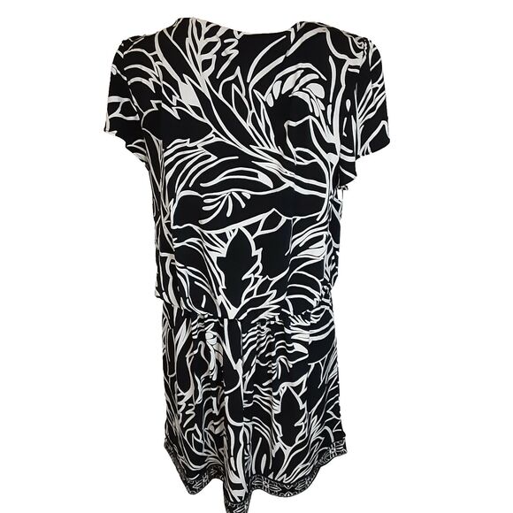 Alfani black white dress stretch polyester career PL cap sleeves elegant - Picture 3 of 5